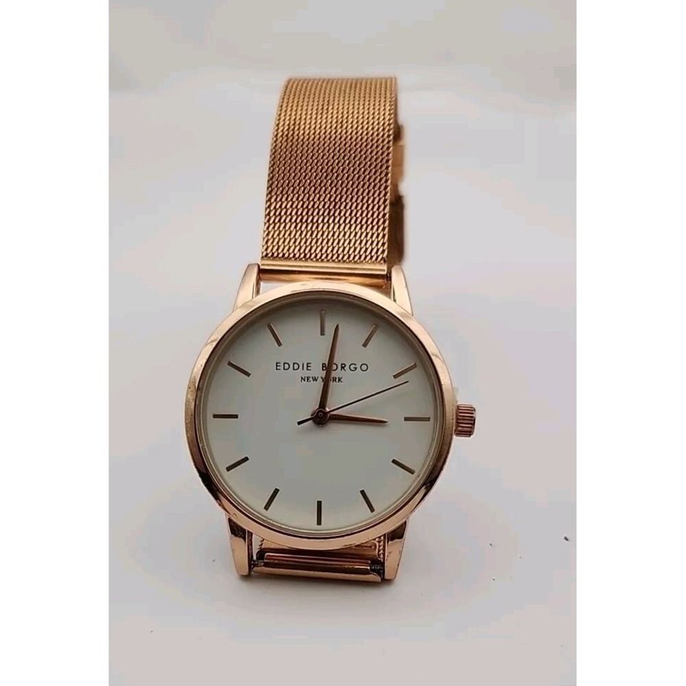 Eddie Borgo New York Rose Gold Watch Stainless Steel Back Quartz‎ Mesh Band!